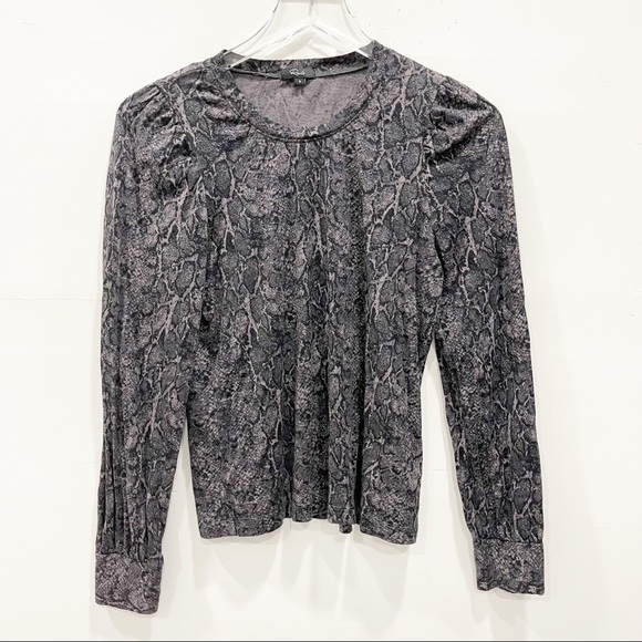 Rails Emilia Jersey Knit Long Sleeve Crewneck Charcoal Snakeskin Small - Picture 3 of 11